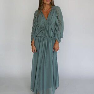 Green Cape Sleeve Dress
